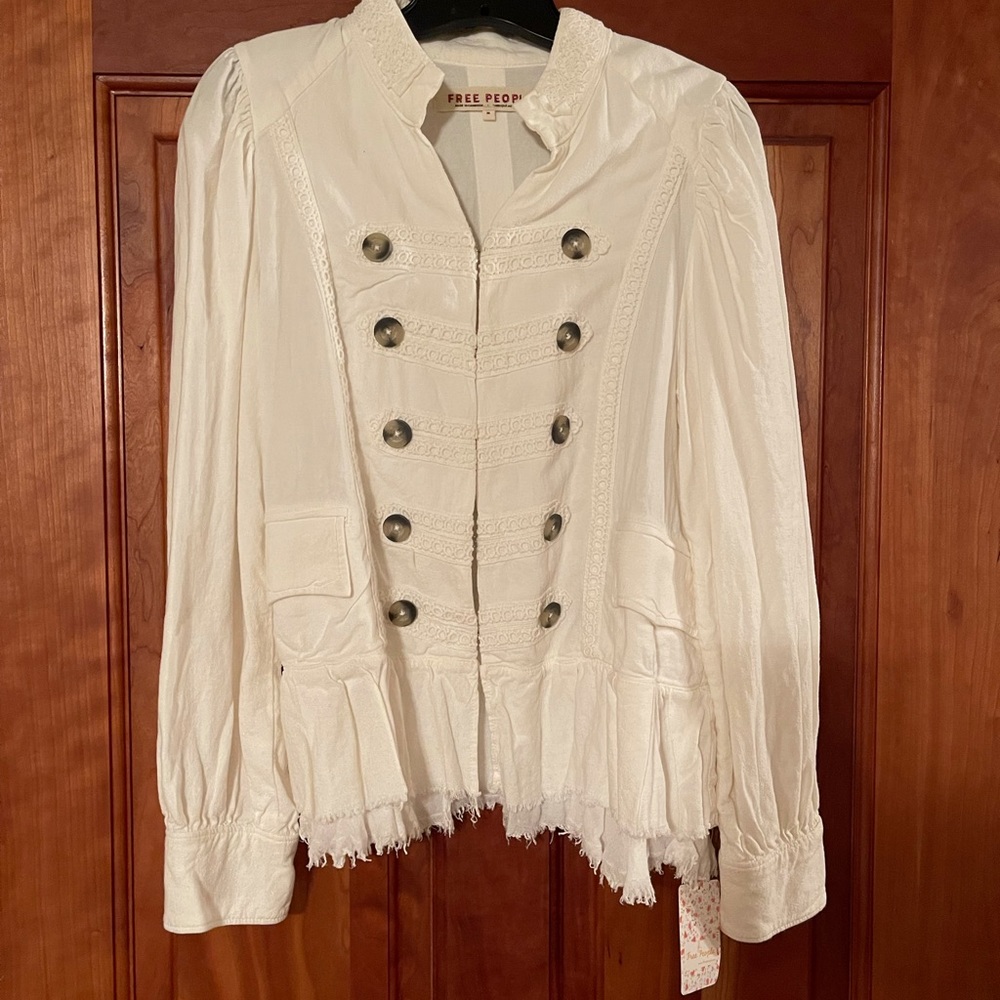 White free people light summer jacket